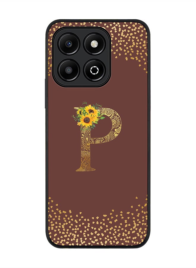 Stylizedd For Honor X6B Case,Slim fit Camera Protection, Shockproof Thin Phone cover - Custom Floral Monogram - P (Brown ) - Image 1