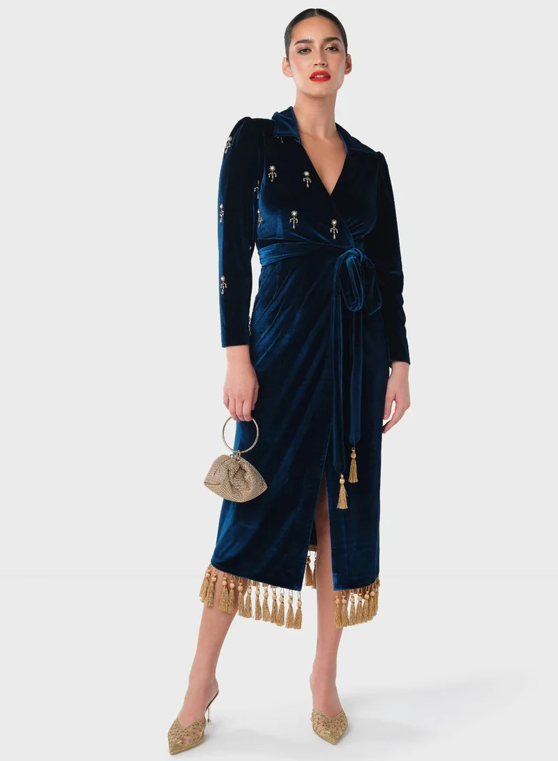 Threadz by Ajooni Velvet Tassel Dress