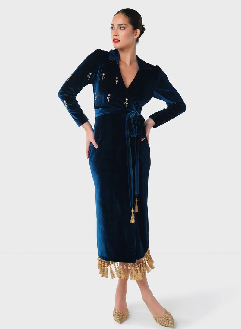 Threadz by Ajooni Velvet Tassel Dress