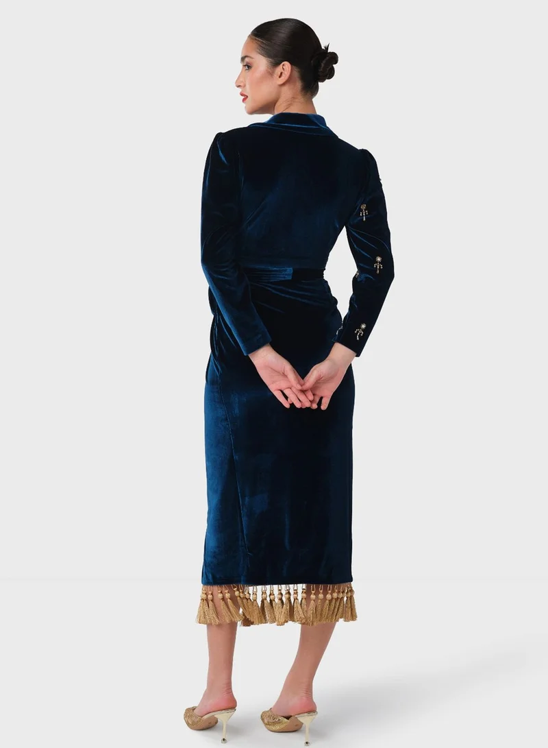 Threadz by Ajooni Velvet Tassel Dress