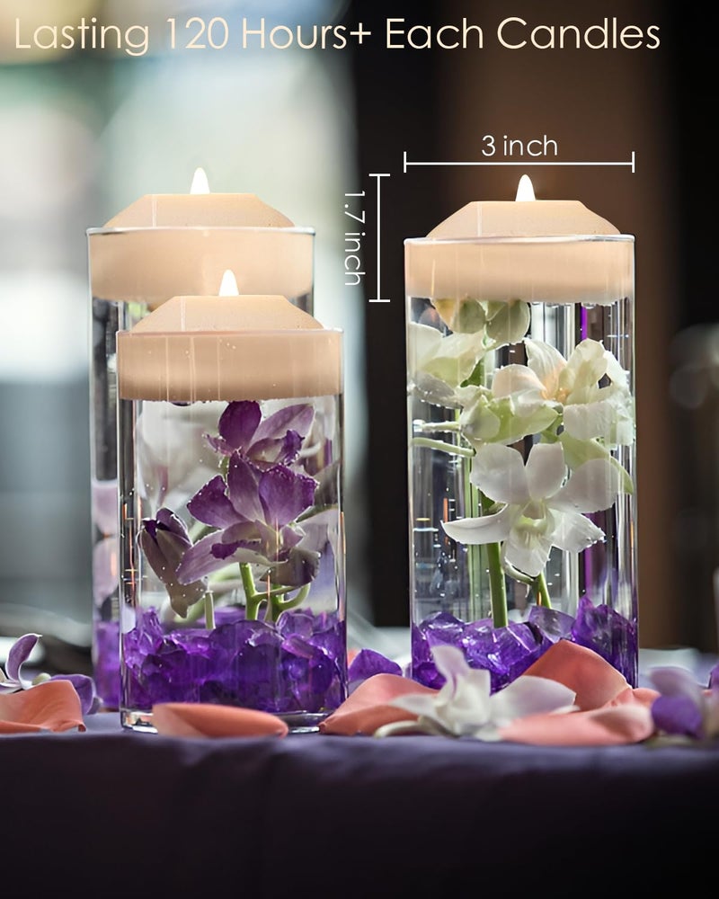 LARDUX Pack of 24 LED Floating Candles - 3 Inch Flameless Plastic Floating Tea Lights for Bathtub Swimming Pool Vase Centerpiece Decoration - Image 2