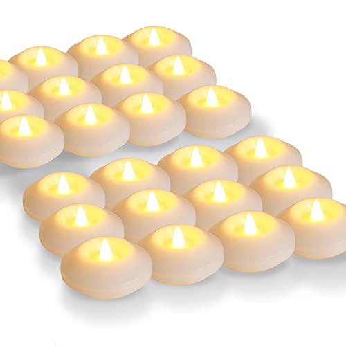 LARDUX Pack of 24 LED Floating Candles - 3 Inch Flameless Plastic Floating Tea Lights for Bathtub Swimming Pool Vase Centerpiece Decoration - Image 1