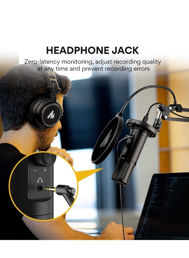 ماونو ميكروفون USB MAONO PM422 لأجهزة الكمبيوتر مع كتم الصوت والتحكم في مستوى الصوت للاستخدامات المتعددة، والتسجيل في الاستوديو، والتدوين الصوتي، والألعاب، والبث المباشر على Twitch وYouTube، أحادي الاتجاه، أسود - Image 5