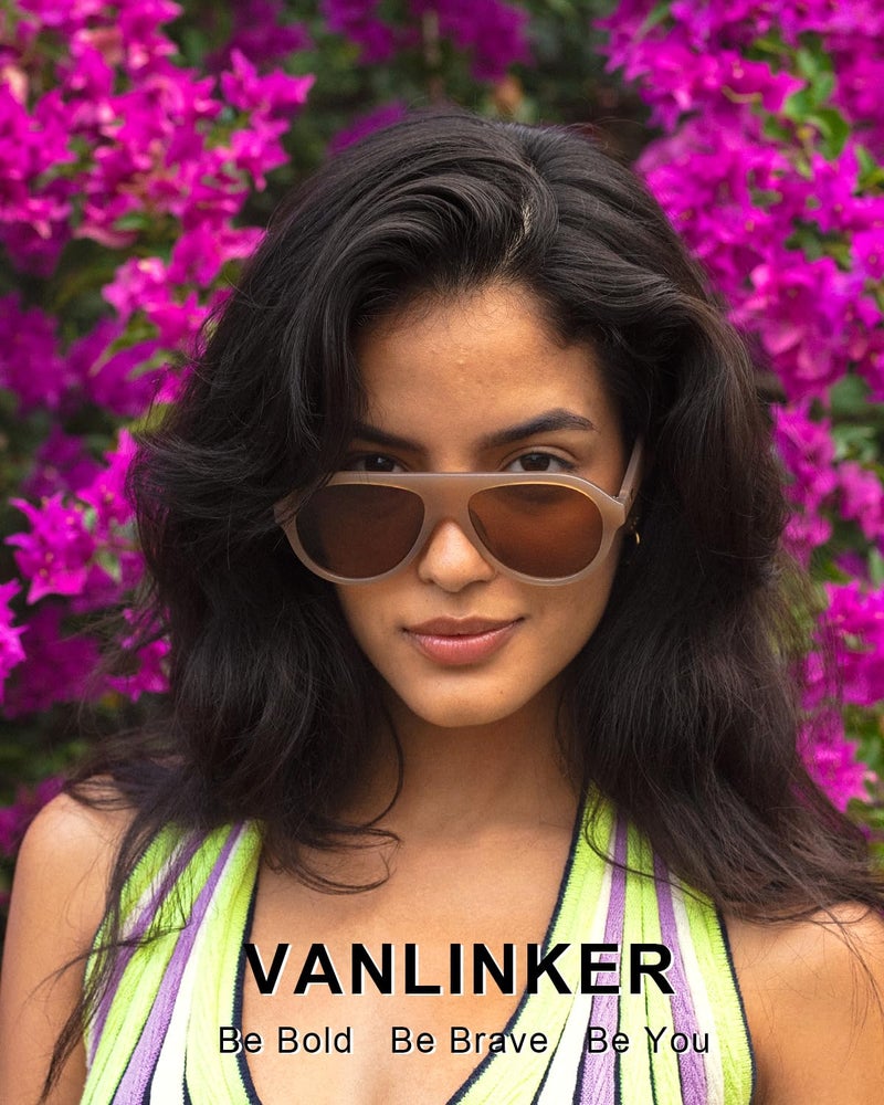 VANLINKER Retro Aviator Polarized Sunglasses for Men Women Trendy 70s Vintage Plastic Frame Sun Glasses VL9750 Brown - Image 2