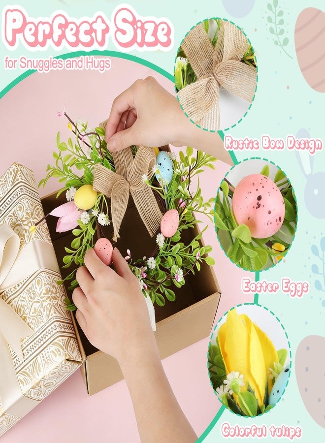 HEYTIMI 6 Pcs 9" Small Easter Wreaths for Kitchen Cabinet, Mini Spring Artificial Easter Egg Wreath Floral Decorations with Rustic Bow for Window, Front Door, Table Centerpiece Decor - Image 3