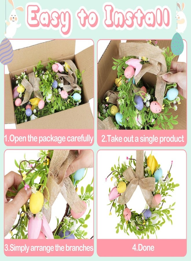 HEYTIMI 6 Pcs 9" Small Easter Wreaths for Kitchen Cabinet, Mini Spring Artificial Easter Egg Wreath Floral Decorations with Rustic Bow for Window, Front Door, Table Centerpiece Decor - Image 4