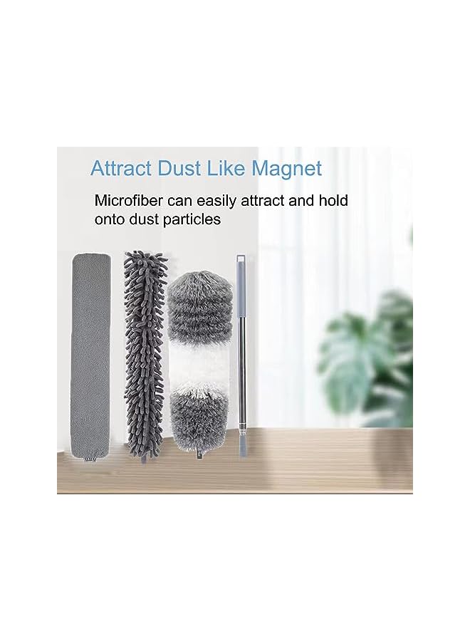 promass Microfiber Feather Duster, 5PCS Resuable Washable Bendable Cobweb Dusters with 100 Inch Extra Long Extension Pole for Cleaning Ceiling Fan, High Ceiling, Blinds, Furniture & Cars - Image 5