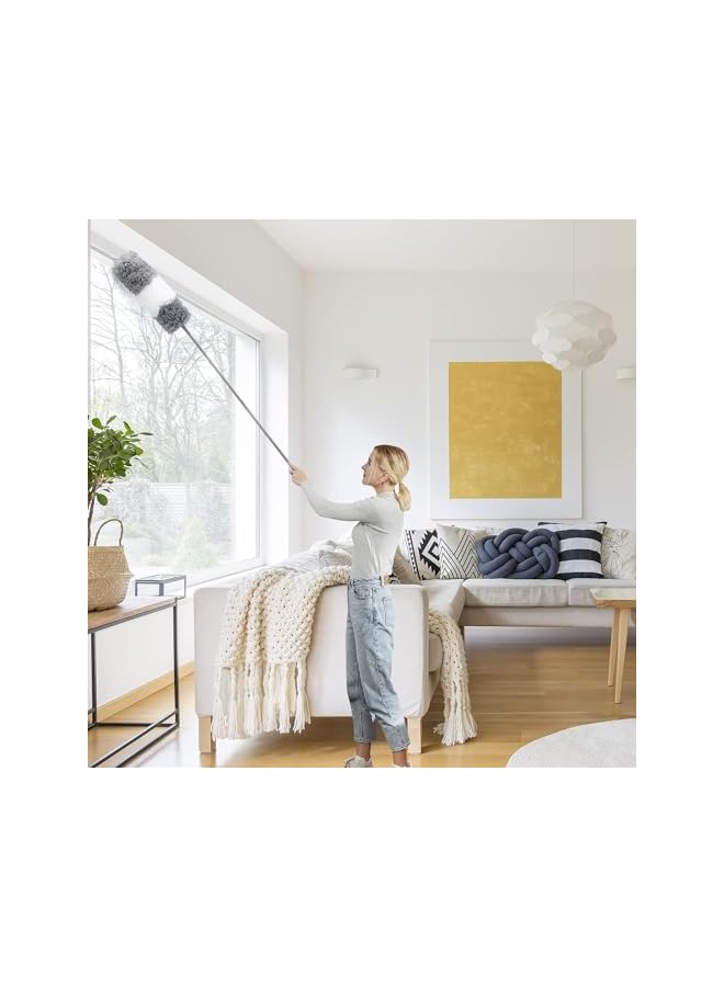 promass Microfiber Feather Duster, 5PCS Resuable Washable Bendable Cobweb Dusters with 100 Inch Extra Long Extension Pole for Cleaning Ceiling Fan, High Ceiling, Blinds, Furniture & Cars - Image 4