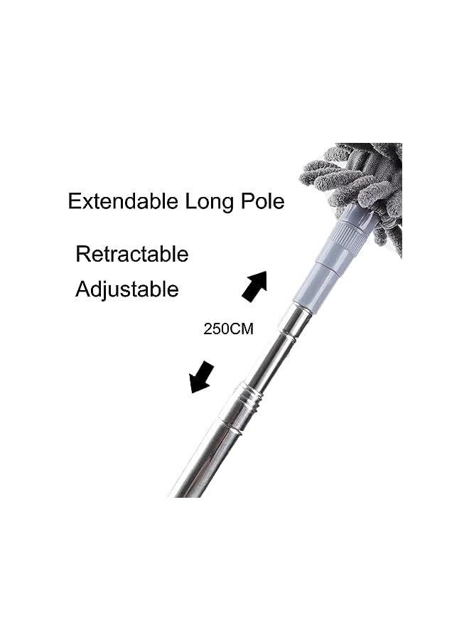 promass Microfiber Feather Duster, 5PCS Resuable Washable Bendable Cobweb Dusters with 100 Inch Extra Long Extension Pole for Cleaning Ceiling Fan, High Ceiling, Blinds, Furniture & Cars - Image 2