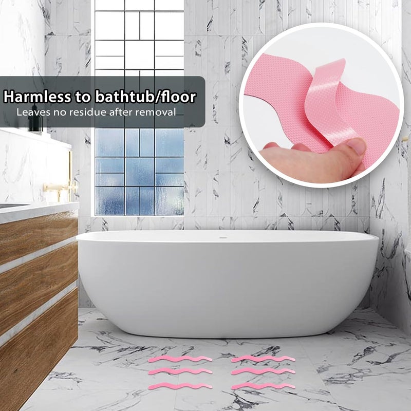 Coufce 24PCS Bathtub Non Slip Stickers Pink Safety Anti Slip Shower Strips Adhesive Decals Scraper for Bath Tub Stairs Steps Floor Ladders with Premium - Image 2