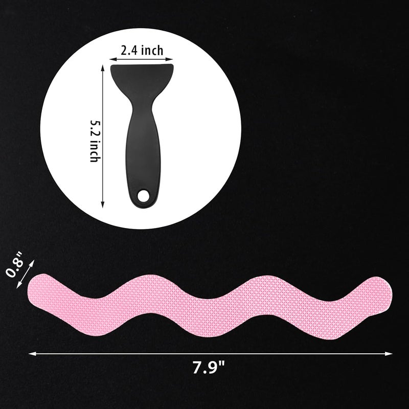 Coufce 24PCS Bathtub Non Slip Stickers Pink Safety Anti Slip Shower Strips Adhesive Decals Scraper for Bath Tub Stairs Steps Floor Ladders with Premium - Image 5