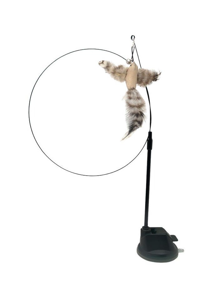 Cat Funny Stick Pet Self-Healing Cat Toy Multifunctional Suction Cup Feather Silicone Cat Funny Stick