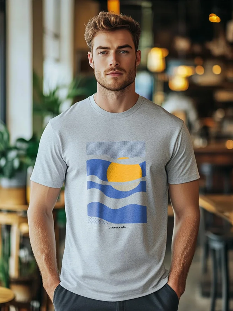 نوبيرو Men's Graphic Print T-Shirt in Grey