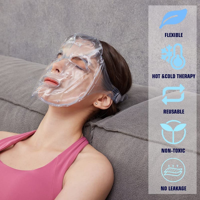 Mrice MR.ICE 2-Pack Reusable Face Ice Pack | Hot & Cold Gel Compress for Face Swelling, Puffy Eyes, Sinus Relief, Headaches & Stress | Freezer Cooling Mask - Image 4