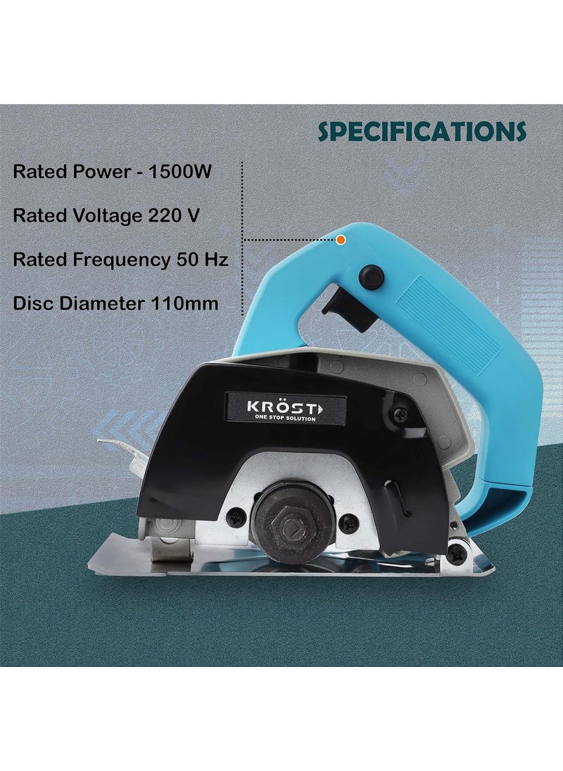 KROST KROST Marble Cutter 1500W Copper Armature Wheel dia 110 mm Cutting Depth 34mm 6months Warranty  - Image 2