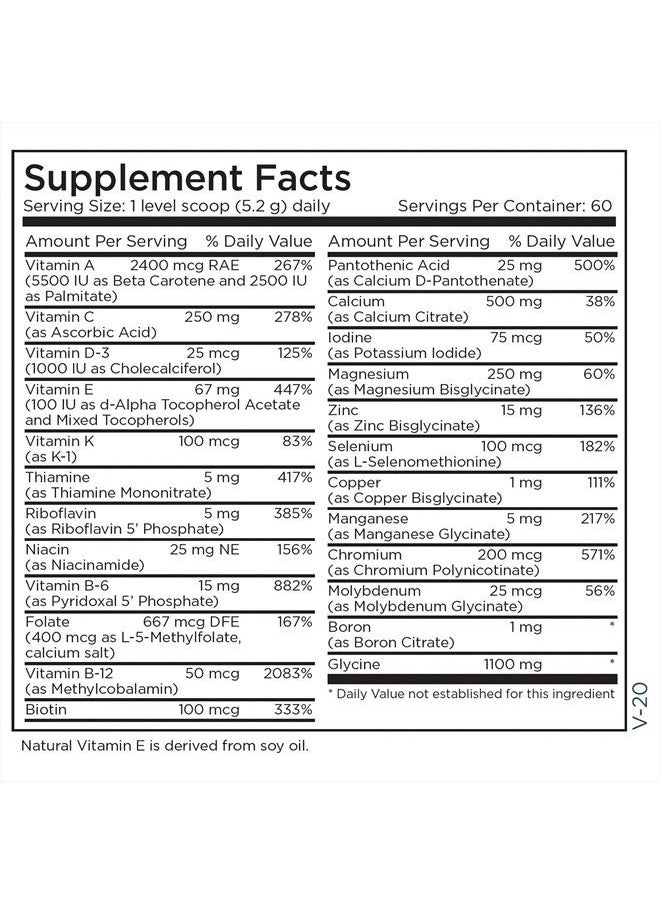Metabolic Maintenance - Vitamin/Mineral Base Powder - Contains 23 Bioavailable Mineral & Vitamin Supplements - Dissolvable Daily Multi Vitamin Powder with Niacin, Vitamin C, & Folate (60 Servings) - Image 1