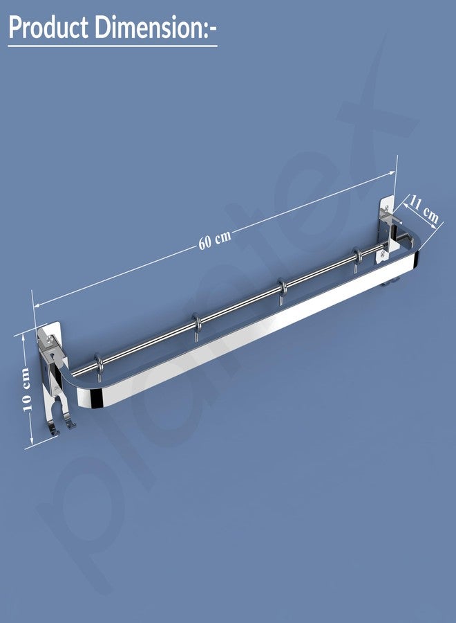 Plantex Anti Rust 304 Grade Stainless Steel Folding Single Towel Rod with Hooks/Towel Holder for Bathroom/Hanger/Stand/Bathroom Accessories - (24 Inch-Chrome) - Image 5