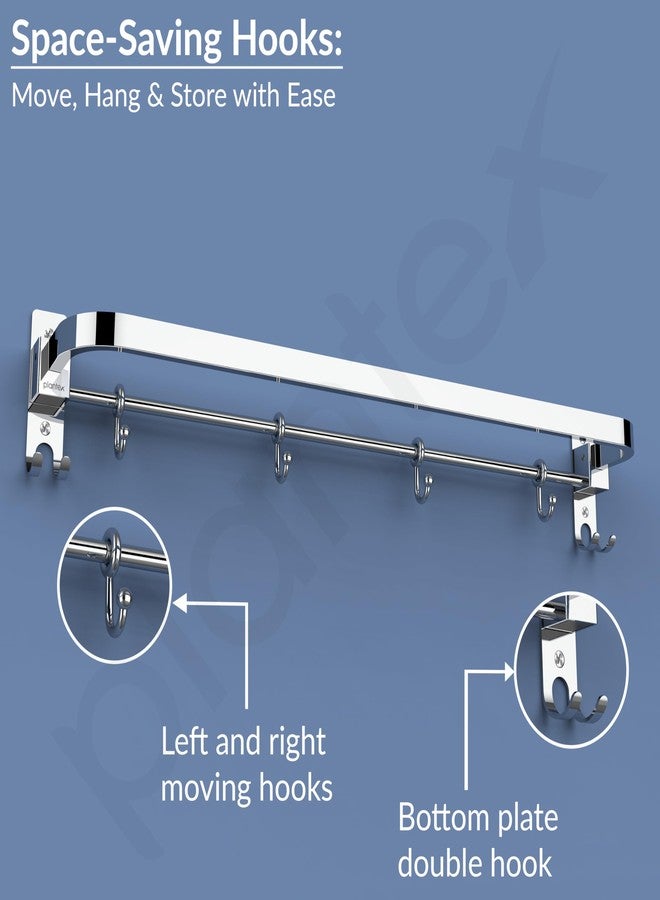 Plantex Anti Rust 304 Grade Stainless Steel Folding Single Towel Rod with Hooks/Towel Holder for Bathroom/Hanger/Stand/Bathroom Accessories - (24 Inch-Chrome) - Image 3