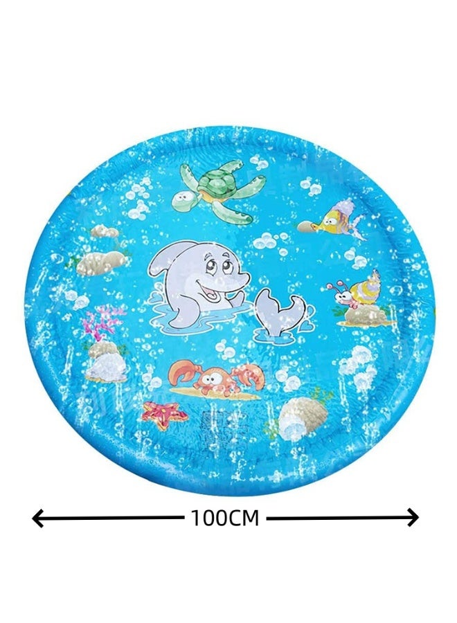 100cm Kiddie Splash Pad with Colorful Animal Design – Thickened Anti-slip Sprinkler Mat for Kids & Pets, Adjustable Spray Height, Outdoor Water Play Toy - Image 2