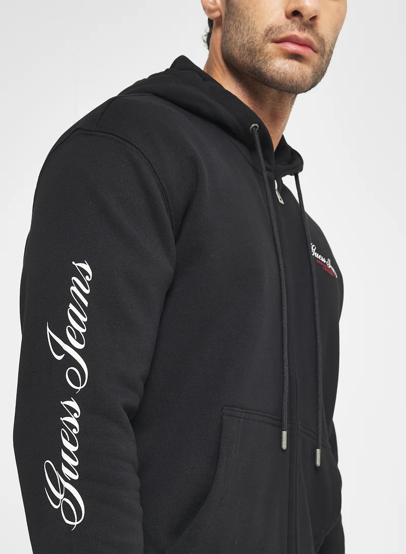 Guess Jeans Zip Script Hoodie