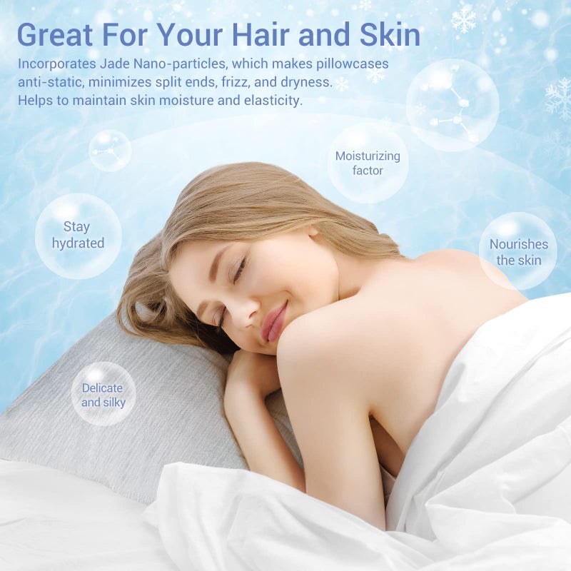 LUXEAR Cooling Pillow Cases King Size, 2 Pack Arc-Chill Cool Pillow Cases with Double-Side Design [Cooling & Cotton], Skin-Friendly Hidden Zipper Cold Pillow Cases for Hot Sleepers - Gray - Image 4