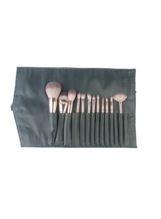14-Piece Makeup Multi Use Brush Set, Green - Image 5