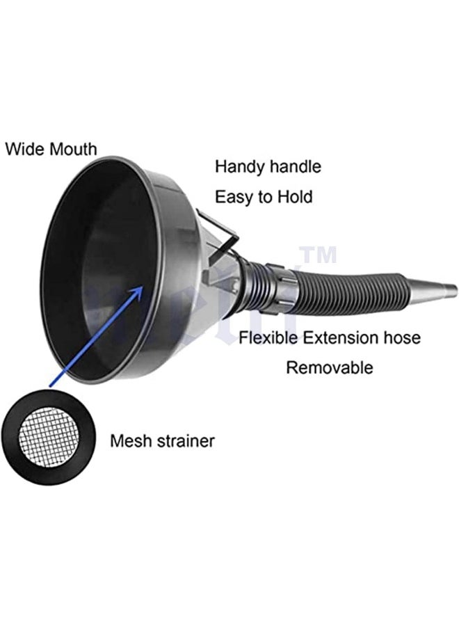 melfi Melfi Plastic Large Funnels Wide Mouth With Strainer - Oil Funnel Automotive Flexible With Hose For Cars And Motorcycles, Engine Oil, Liquid, Diesel, Kerosene And Gasoline  - Image 4