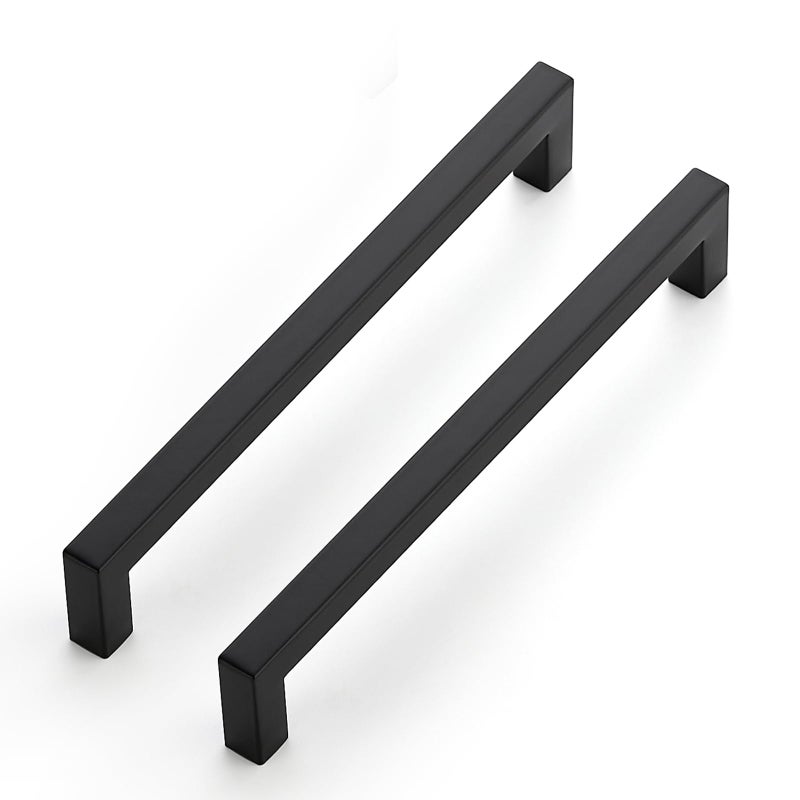 JOY DECOR 6 Pack Cabinet Handles Black Cabinet Pulls 712 Inch Kitchen Closet Handles Square Drawer Pulls Stainless Steel Drawer Hardware 192mm Hole Centers - Image 2