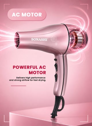 Hair Dryer 2000W  Builtin 2 HeatAirflow Settings with Cool Shot Function  AC Motor with Cold and Hot Wind Feature  Stylish Lightweight Design For Comfort Use  SHD-3046 Rose-Gold - view 4