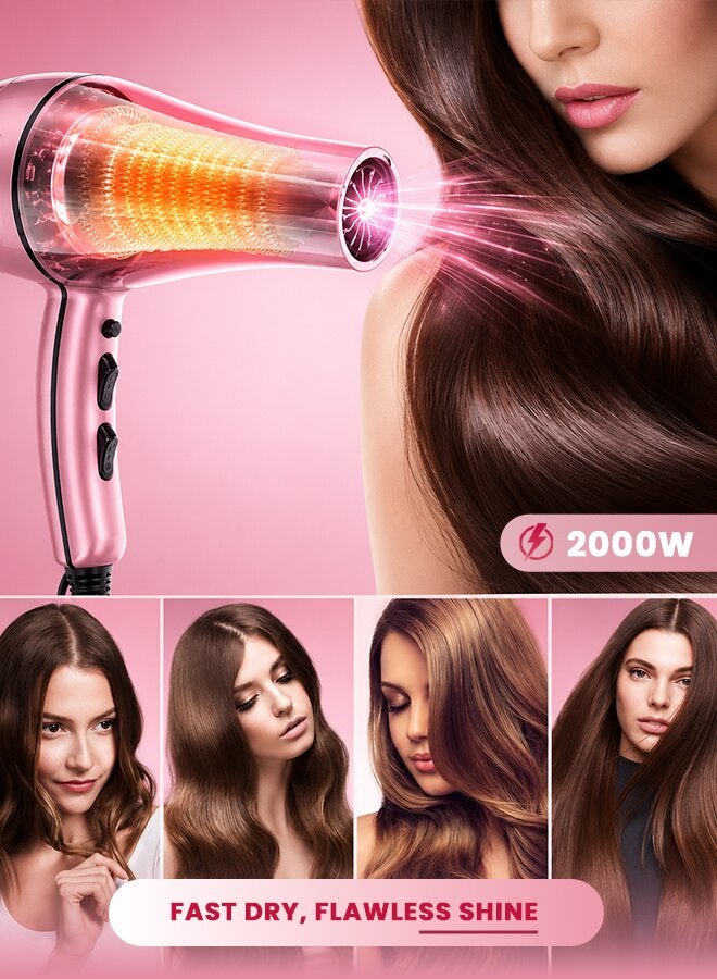 SONASHI Hair Dryer 2000W  Builtin 2 HeatAirflow Settings with Cool Shot Function  AC Motor with Cold and Hot Wind Feature  Stylish Lightweight Design For Comfort Use  SHD-3046 Rose-Gold - Image 5
