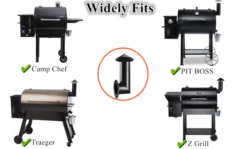 SafBbcue Pellet Grill Smoke Stack Compatible with Pit Boss, Camp Chef, Z Grills and Other Pellet Smokers Grills Chimney, Upgraded Porcelain Steel Smoke Stack Kits for Traeger Smoke Stack, Black - Image 5