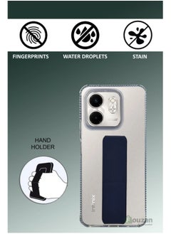 Generic For Infinix Smart 9 Transparent Shock Proof Silicone- Magnetic Case With Hand Grip Holder & Kickstand -Clear/Navy Blue  - Image 2