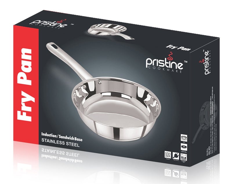 Pristine Heavy Gauge Induction Compatible Stainless Steel Sandwich Base Long Handle Fry Pan Capacity 2L, (22cm, Silver) - Image 4