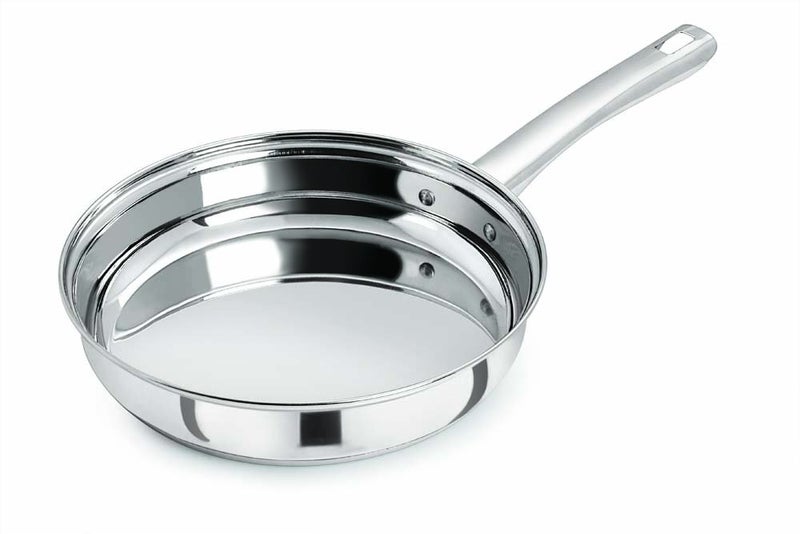 Pristine Heavy Gauge Induction Compatible Stainless Steel Sandwich Base Long Handle Fry Pan Capacity 2L, (22cm, Silver) - Image 2