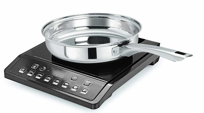 Pristine Heavy Gauge Induction Compatible Stainless Steel Sandwich Base Long Handle Fry Pan Capacity 2L, (22cm, Silver) - Image 5