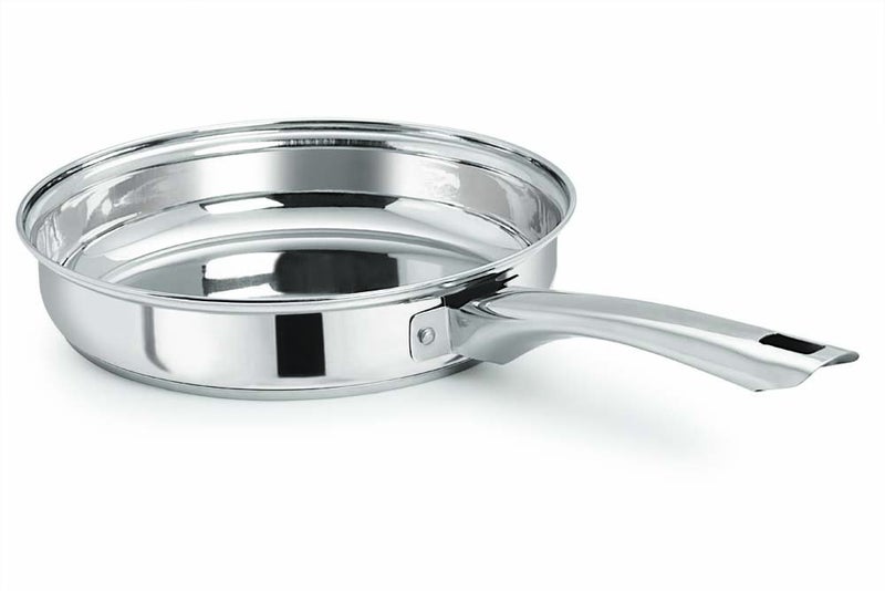 Pristine Heavy Gauge Induction Compatible Stainless Steel Sandwich Base Long Handle Fry Pan Capacity 2L, (22cm, Silver) - Image 3
