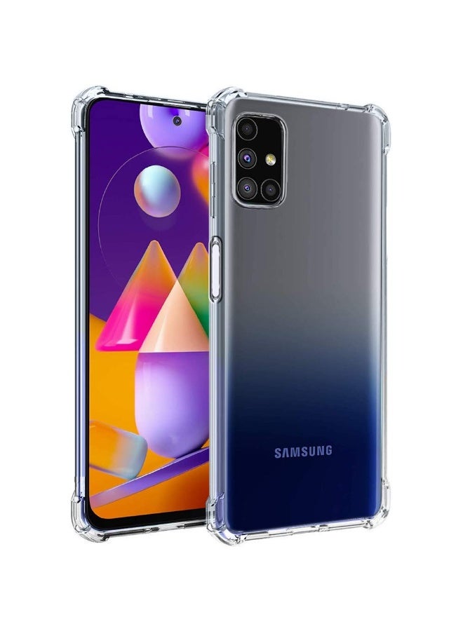 جراب شفاف لهاتف سامسونج جالاكسي M31s، مصنوع من السيليكون الناعم والمرن، مقاوم للصدمات والخدوش، مع زوايا معززة، متوافق مع هاتف سامسونج جالاكسي M31s الشفاف. - Image 1
