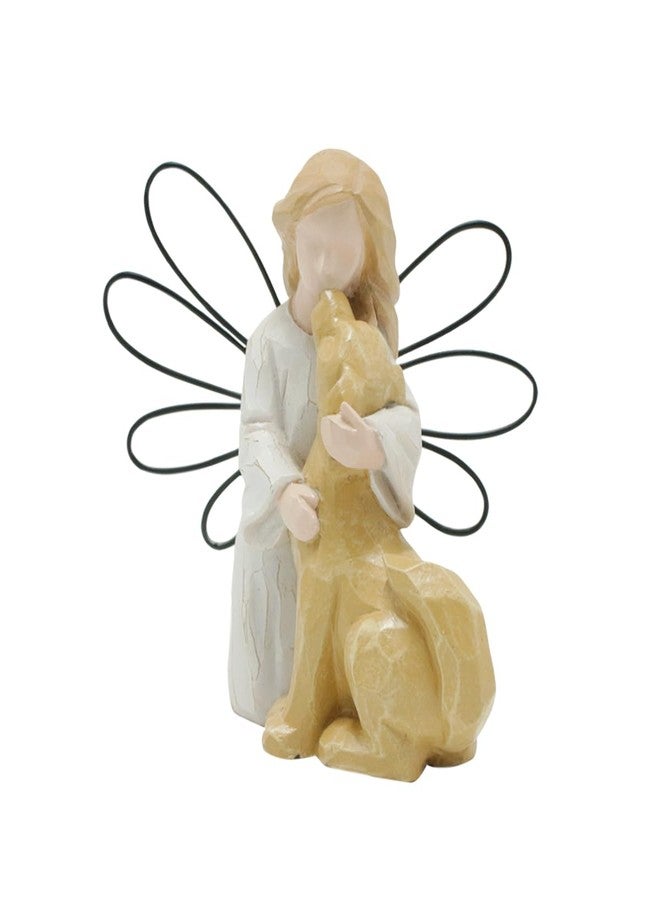 HEBYJO Angel Kissing Dog Statue, Eternal Love Pet Memorial Friendship Gifts, Comforting Loss of Dog Sympathy Gift - Image 1