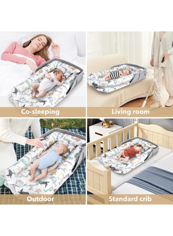 YOUWE7 Portable Baby Lounger,Baby Diaper Changing Pad, Breathable & Soft Cotton Nest Cover Infant for Dresser, Changing Table Topper Travel Outdoor, Portable Floor Seat for Home and Travel - Image 2