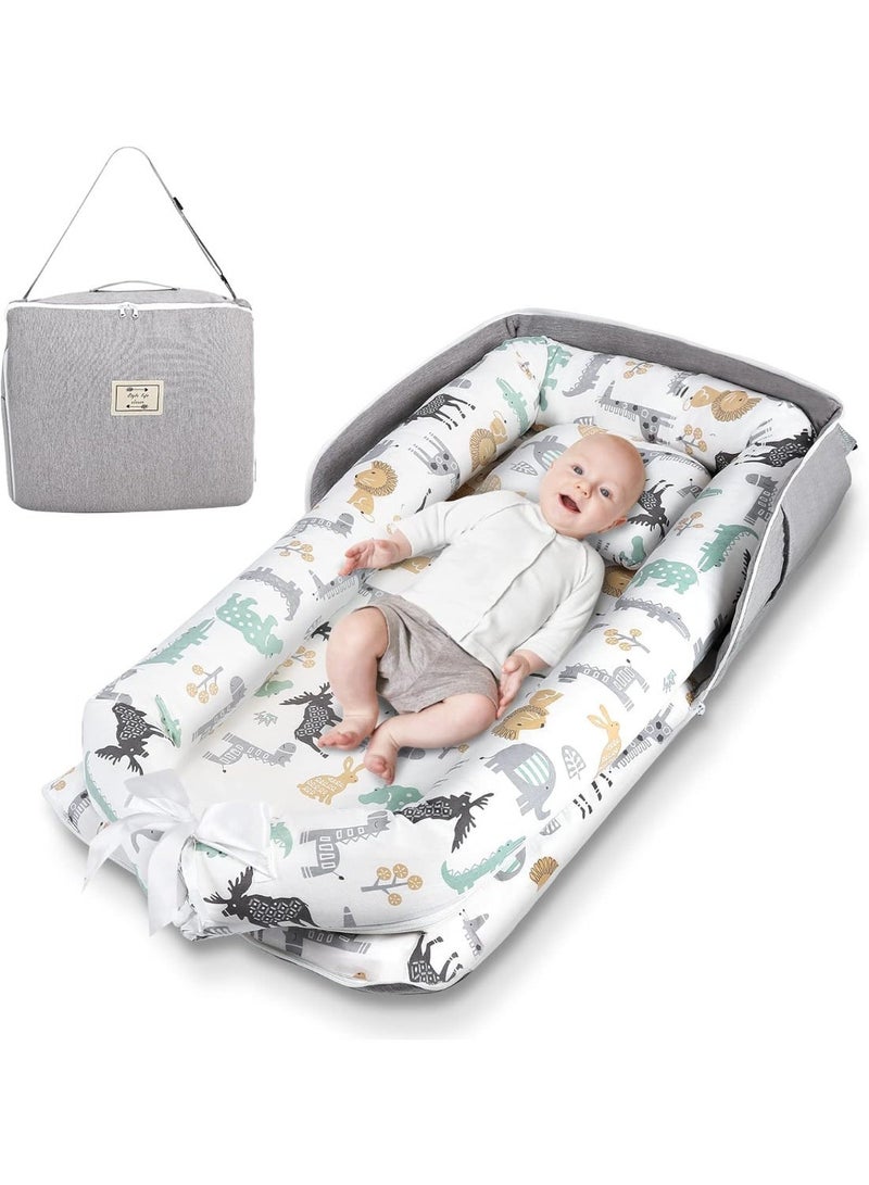 YOUWE7 Portable Baby Lounger,Baby Diaper Changing Pad, Breathable & Soft Cotton Nest Cover Infant for Dresser, Changing Table Topper Travel Outdoor, Portable Floor Seat for Home and Travel - Image 1