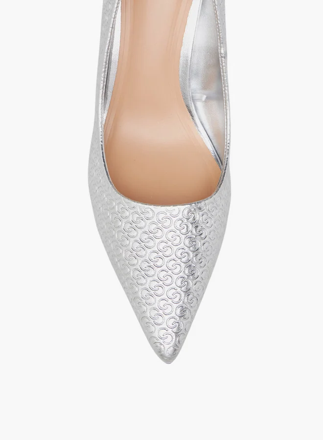 Celeste Women's Monogram Textured Slip-On Pumps with Stiletto Heels