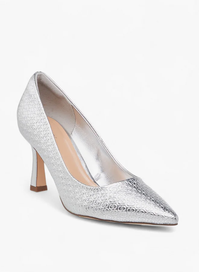 سيليست Women's Monogram Textured Slip-On Pumps with Stiletto Heels