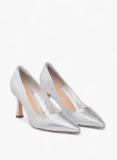 Celeste Women's Monogram Textured Slip-On Pumps with Stiletto Heels