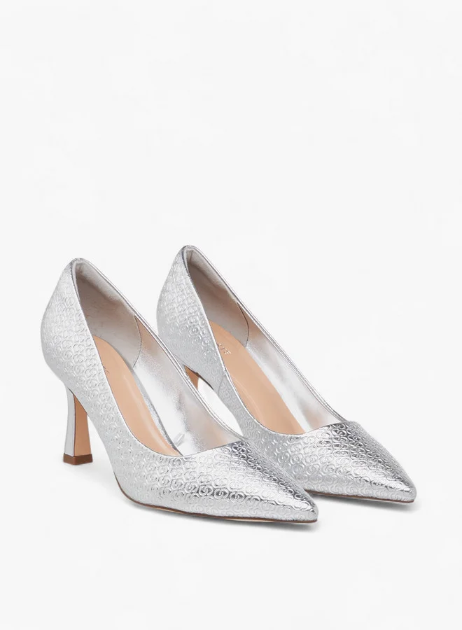 سيليست Women's Monogram Textured Slip-On Pumps with Stiletto Heels