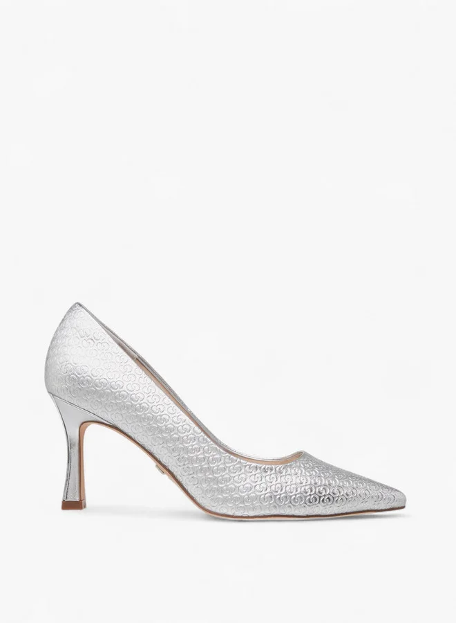 Celeste Women's Monogram Textured Slip-On Pumps with Stiletto Heels