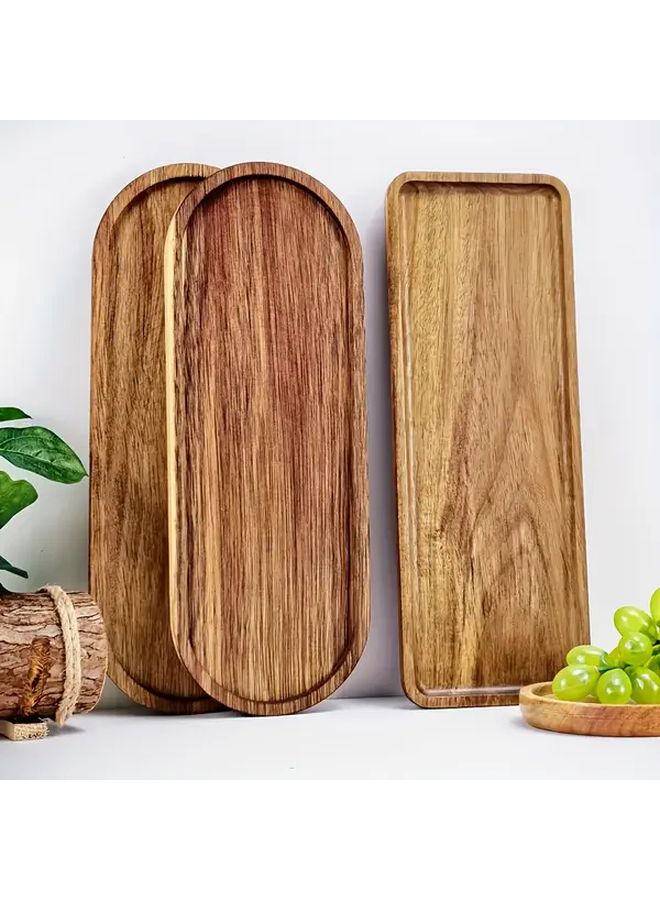 Rectangle Wooden Tray Multipurpose Serving Platter 7 4in 4 2in Kitchen Accessory - Image 2