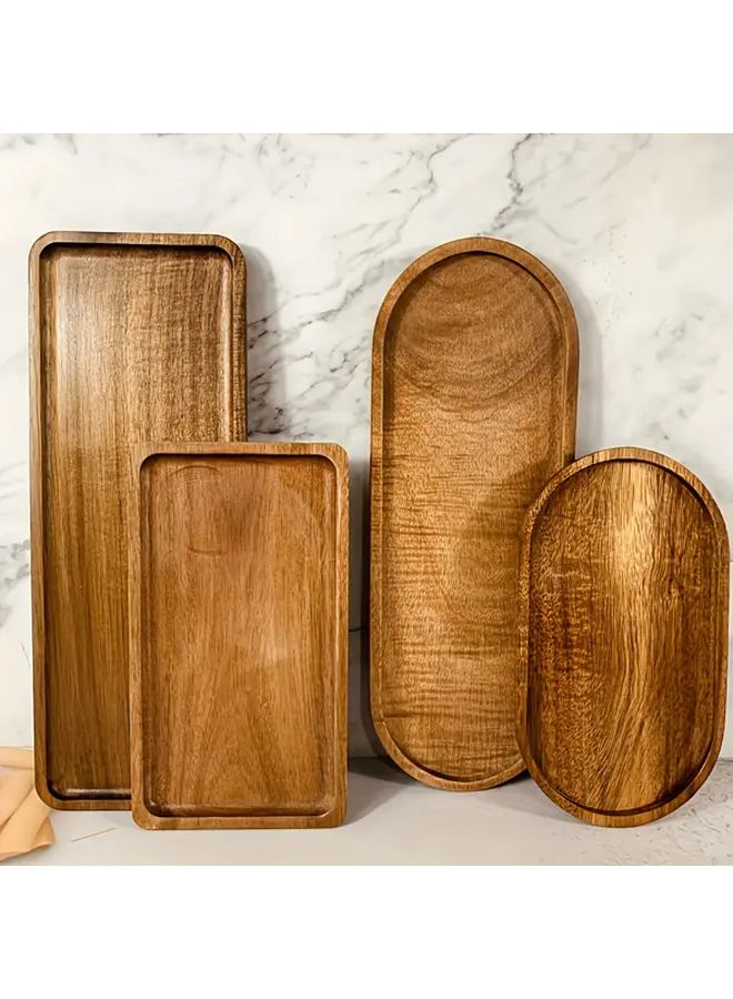 Rectangle Wooden Tray Multipurpose Serving Platter 7 4in 4 2in Kitchen Accessory - Image 1