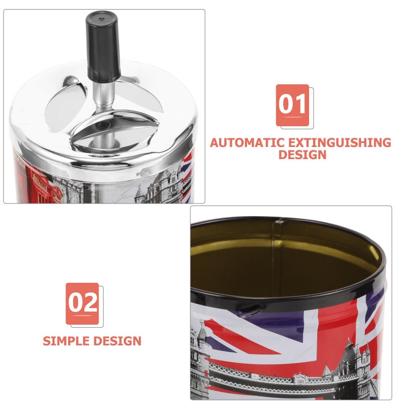 Stainless Steel Ashtray With Rotating Lid Self Extinguishing Desktop Souvenir Gift - Image 4