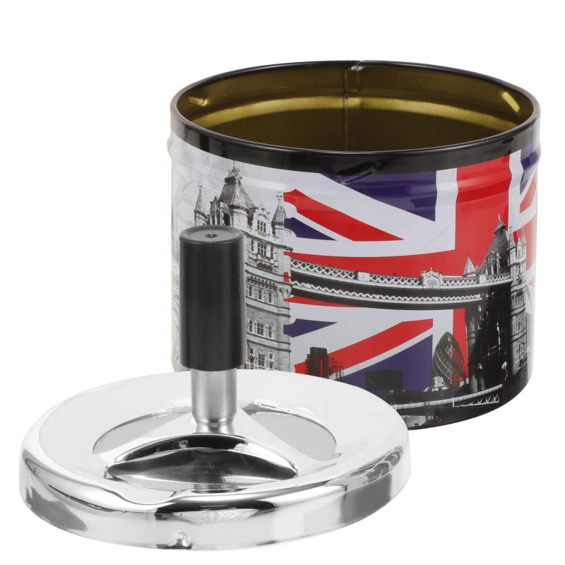 Stainless Steel Ashtray With Rotating Lid Self Extinguishing Desktop Souvenir Gift - Image 2