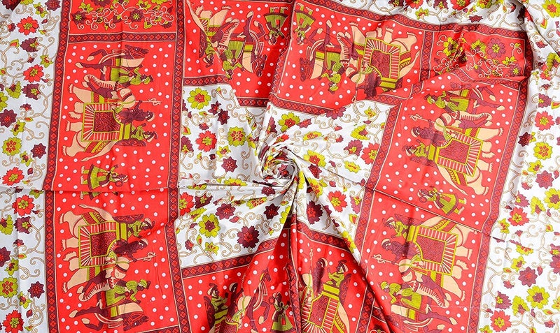 UNIBLISS 144 TC 100% Cotton Rajasthani Jaipuri Traditional Bedsheet with 2 Pillow Covers - Red - Image 4